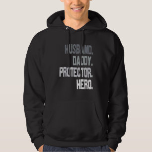 Mannen man Pappa Protector Hero Fathers Day Vlag Hoodie