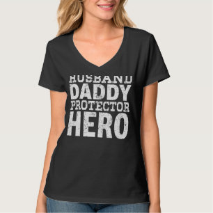 Mannen man Pappa Protector Hero Funny Vader's D T-shirt