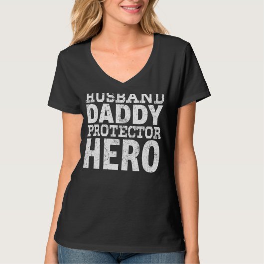 Mannen man Pappa Protector Hero Funny Vader's D T-shirt (Voorkant)