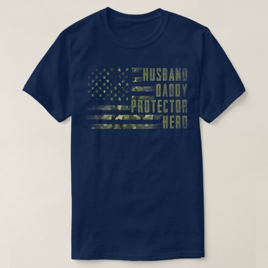 Mannen man Pappa Protector Hero US Flag Fathers T-shirt (Design voorkant)