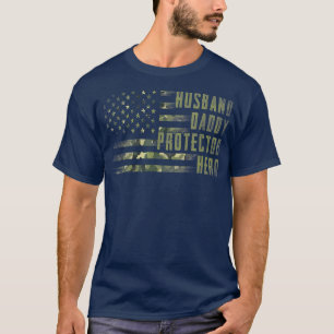 Mannen man Pappa Protector Hero US Flag Fathers T-shirt