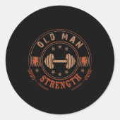 Mannen Man Sterkte Gym Shirt Vaderdag Cadeautje Ronde Sticker (Voorkant)