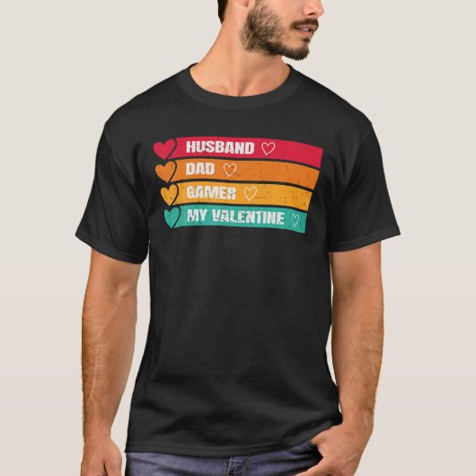 Mannen man vader Gamer Mijn Valentijn Funny Valent T-shirt (Voorkant)