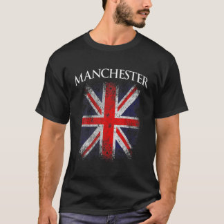 Mannen Manchester  Retro Britse vlag Funny T-shirt