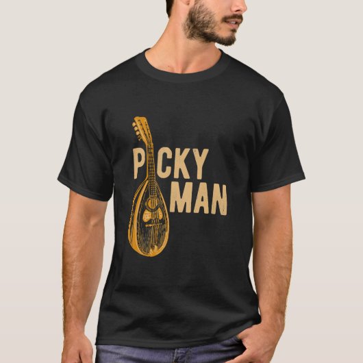 Mannen Mandolin Player Picky Man Bluegrass Guitar T-shirt (Voorkant)