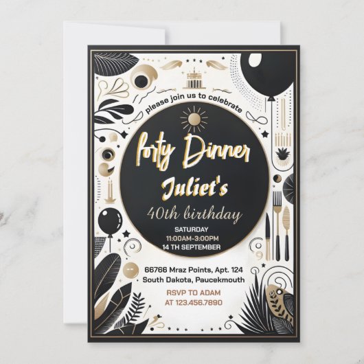 Mannen Mannelijke volwassen diner elegant 40e verj Kaart (Voorkant)