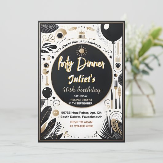 Mannen Mannelijke volwassen diner elegant 40e verj Kaart (Staand voorkant)