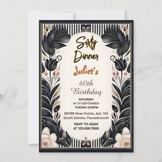 Mannen Mannelijke volwassen diner elegant 60e verj Kaart (Voorkant)