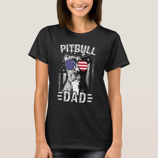 Mannen Mannen Beste Pitbull Papa Ever Dog USA Flag T-shirt (Voorkant)