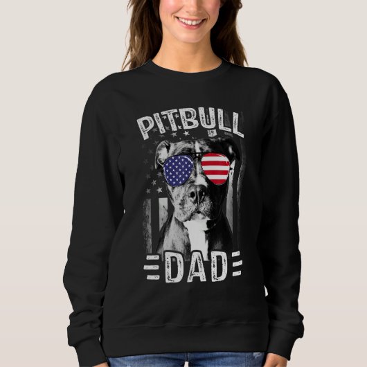Mannen Mannen Beste Pitbull Papa Ever Dog USA Flag Trui (Voorkant)
