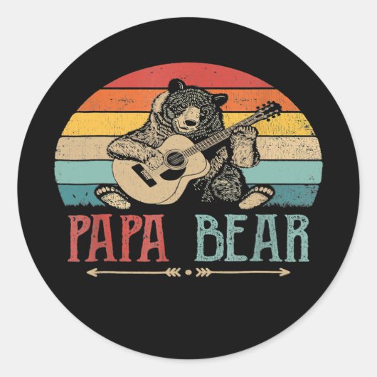 Mannen Mannen Cute Papa Beer  Vaderdag Ronde Sticker (Voorkant)