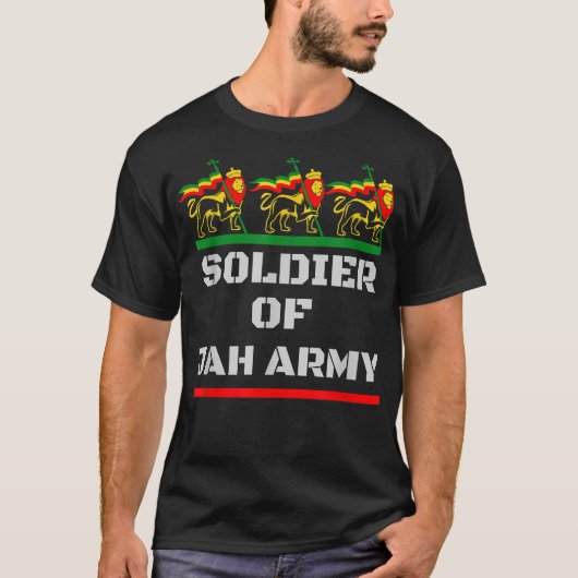Mannen Mannen Jamaica Reggae Jah Army Rastafari L T-shirt (Voorkant)