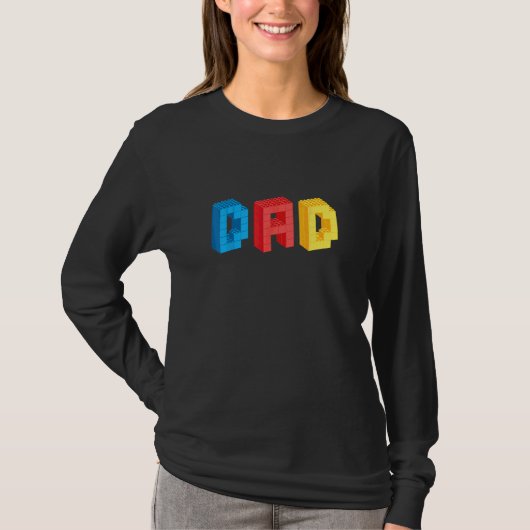 Mannen Mannen papa bakstenen bouwer blokken Master T-shirt (Voorkant)