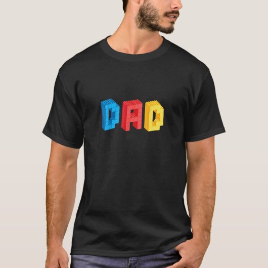 Mannen Mannen papa bakstenen bouwer blokken Master T-shirt (Voorkant)
