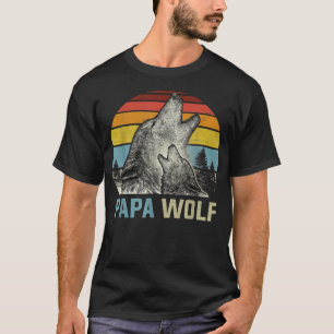 Mannen Mannen Papawolf Funny Wolf Papa Retro Vinta T-shirt