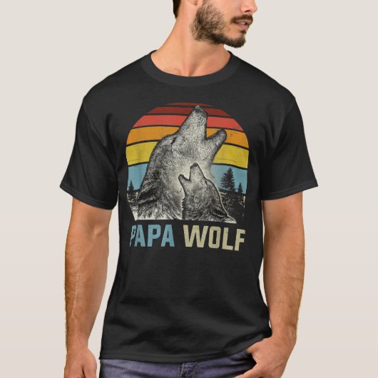 Mannen Mannen Papawolf Funny Wolf Papa Retro Vinta T-shirt (Voorkant)