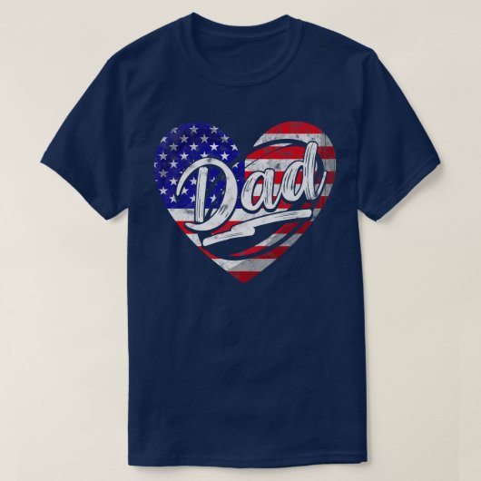 Mannen Mannen Patriottisch Amerikaans Vlag Hart Ru T-shirt (Design voorkant)