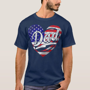 Mannen Mannen Patriottisch Amerikaans Vlag Hart Ru T-shirt