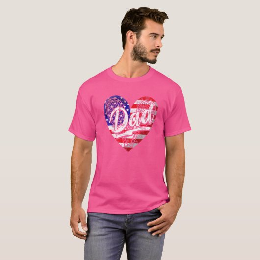 Mannen Mannen Patriottische Amerikaanse vlag Heart T-shirt (Voorkant volledig)