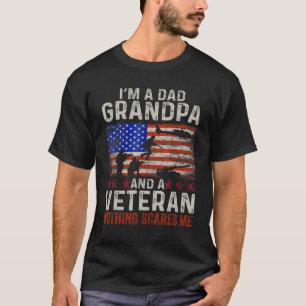 Mannen Mannen Retro Ik ben een papa Opa en een Vet T-shirt