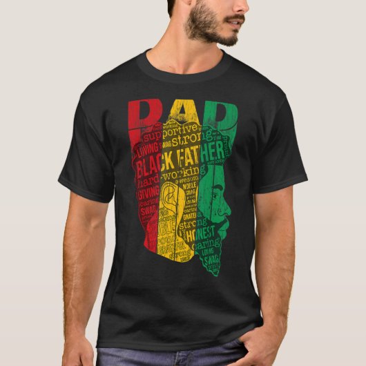 Mannen Mannen Sterk Zwart Papa Koning Afrikaans Am T-shirt (Voorkant)
