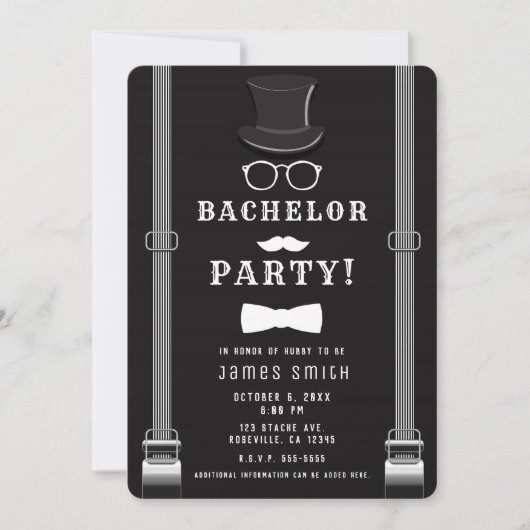 Mannen Man's vrijgezellenfeest Hipster Suspenders Kaart (Voorkant)
