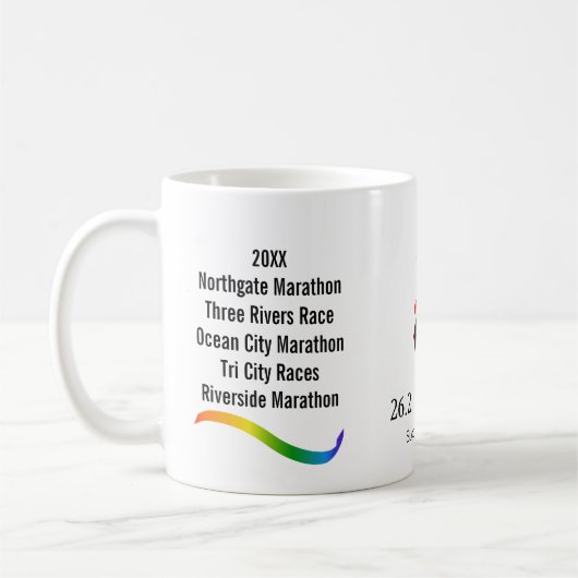 Mannen marathon met regenbooglint koffiemok (Links)