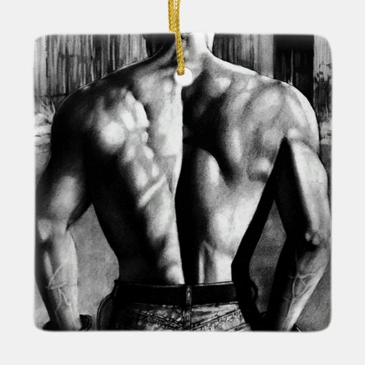 Mannen Masculine Bodybuilding Muscles Pride Man Keramisch Ornament (Voorkant)