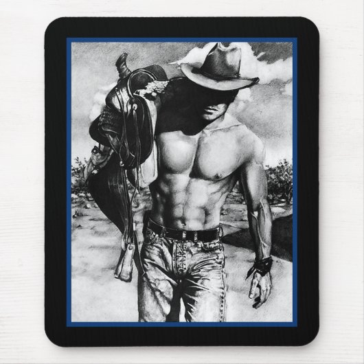 Mannen Masculine Fine Art Cool Alpha Cowboy Muismat (Voorkant)