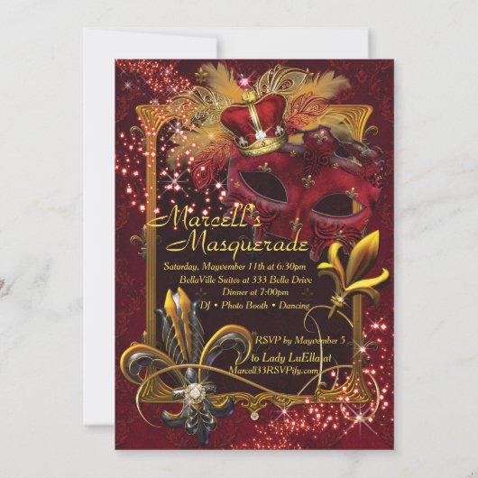 Mannen Masquerade Mardi Gras Verjaardagsfeestje Ui Kaart (Achterkant)