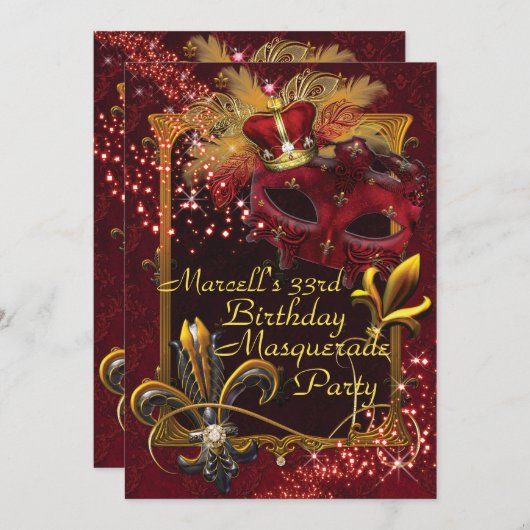 Mannen Masquerade Mardi Gras Verjaardagsfeestje Ui Kaart (Voorkant / Achterkant)