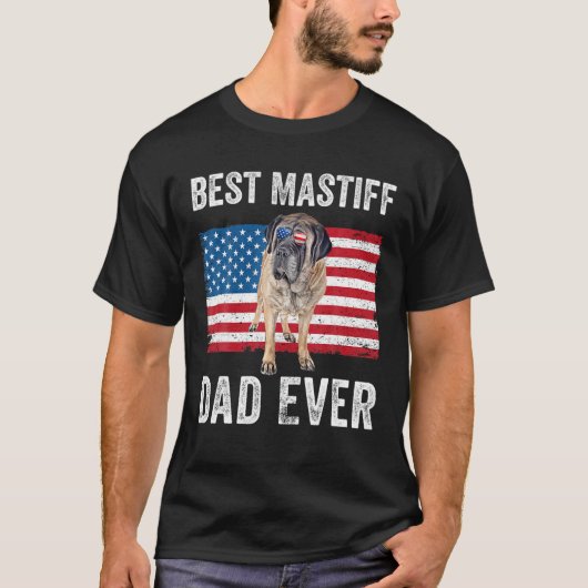 Mannen Mastiff papa Amerikaanse vlag Engelse Masti T-shirt (Voorkant)