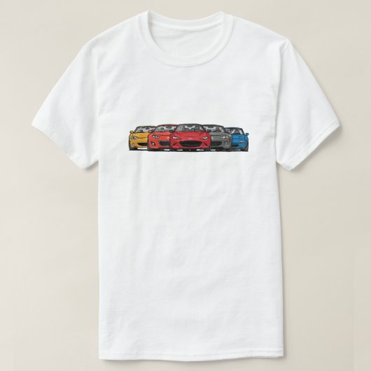 Mannen Mazda Miata Line Up Shirt (Design voorkant)