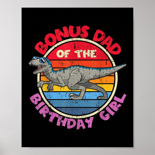 Mannen meisje Birthday I Bonus Dad I Velociraptor  Poster (Voorkant)