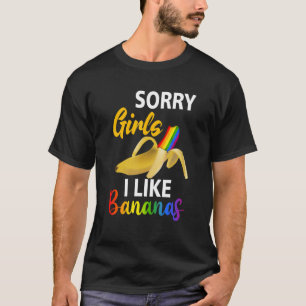 Mannen meisje dat ik leuk vind aan regenboogbanana t-shirt