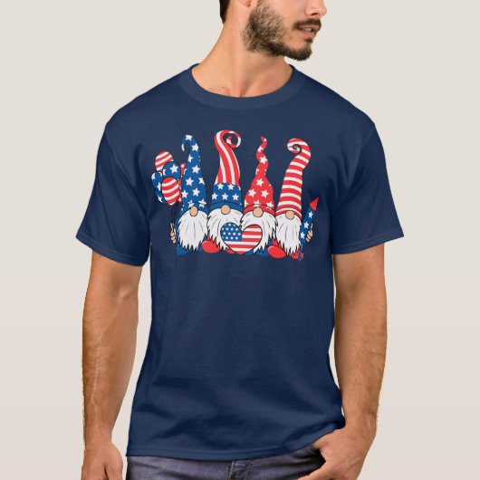 Mannen meisjes Amerikaanse vlag op 4 juli T-shirt (Voorkant)