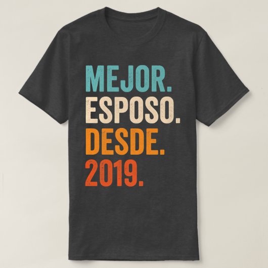 Mannen mejor Esposo Desde 2019 3rd bruiloft T-shirt (Design voorkant)