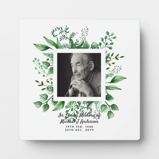 Mannen Memorial Gift Bereavement Photo Loving Memo Fotoplaat (Voorkant)