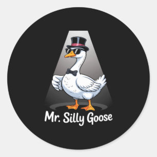 Mannen meneer domme gans die loskomt om brug te zi ronde sticker