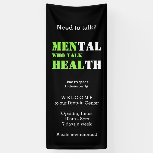 Mannen Mental Health MANNEN DIE PRATEN HEAL Custom Spandoek (Verticaal)