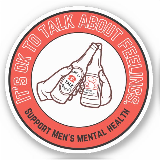 Mannen Mental Health | Praten over gevoelens Rood Sticker (Voorkant)