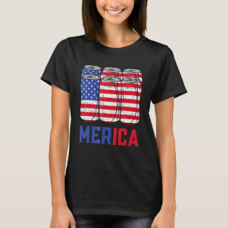 Mannen Merica 4 juli patriottische Amerikaanse vla T-shirt
