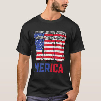 Mannen Merica 4 juli patriottische Amerikaanse vla T-shirt