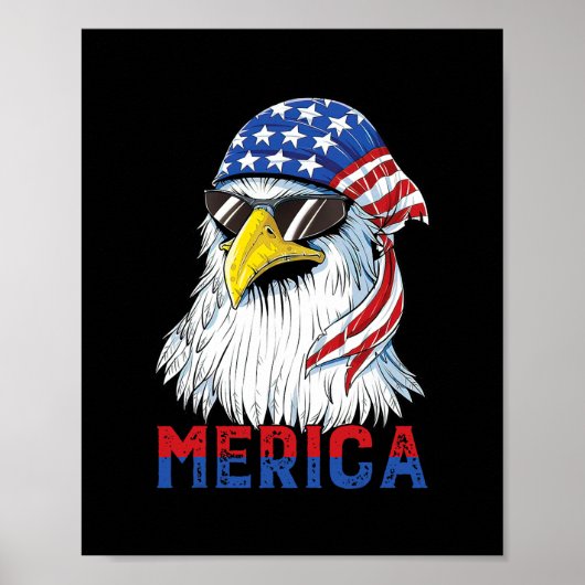 Mannen Merica Eagle Mullet Amerikaanse vlag Amerik Poster (Voorkant)