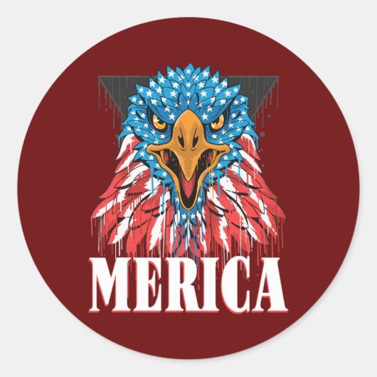 Mannen Merica Eagle Mullet Amerikaanse vlag Amerik Ronde Sticker (Voorkant)