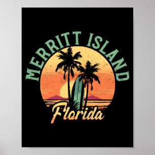 Mannen Merritt Island Florida Retro Surfer Vintage Poster