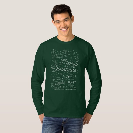 Mannen Merry Little Kerstfeest Long-Sleeve Shirt (Voorkant volledig)