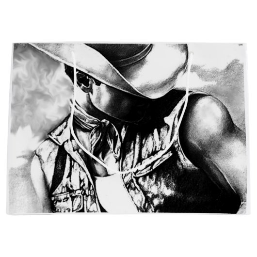 Mannen Mestculine Manly Cool Cowboy Charcoal Drawi Groot Cadeauzakje (Voorkant)