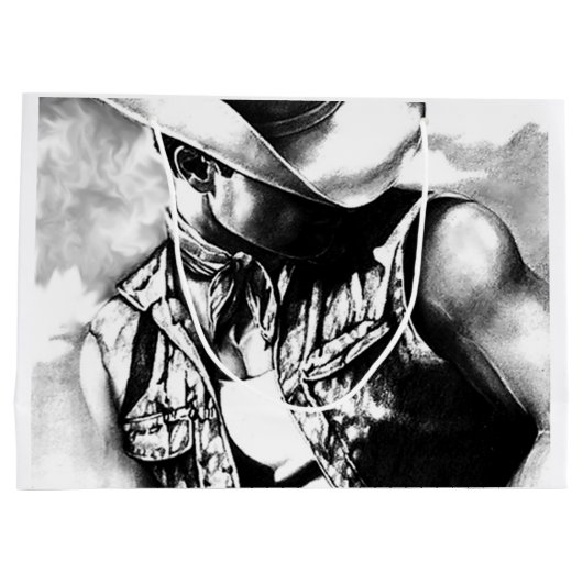 Mannen Mestculine Manly Cool Cowboy Charcoal Drawi Groot Cadeauzakje (Achterkant)