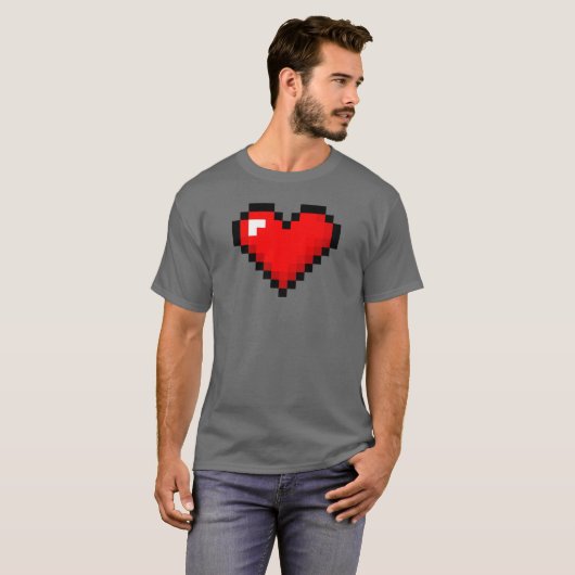 Mannen met 8 bits hart: Klassieke Retro Gamer T-sh T-shirt (Voorkant volledig)